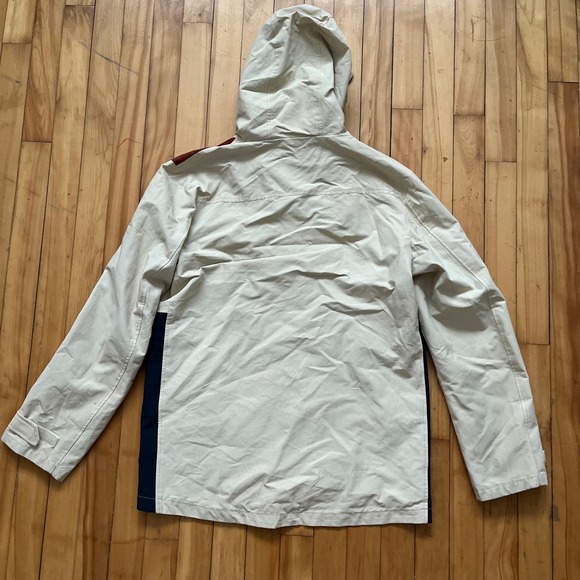 DROP DEAD Clothing XL Alaska Jacket Colorblock Hooded Full Zip, creme/navy parka - Picture 2 of 6